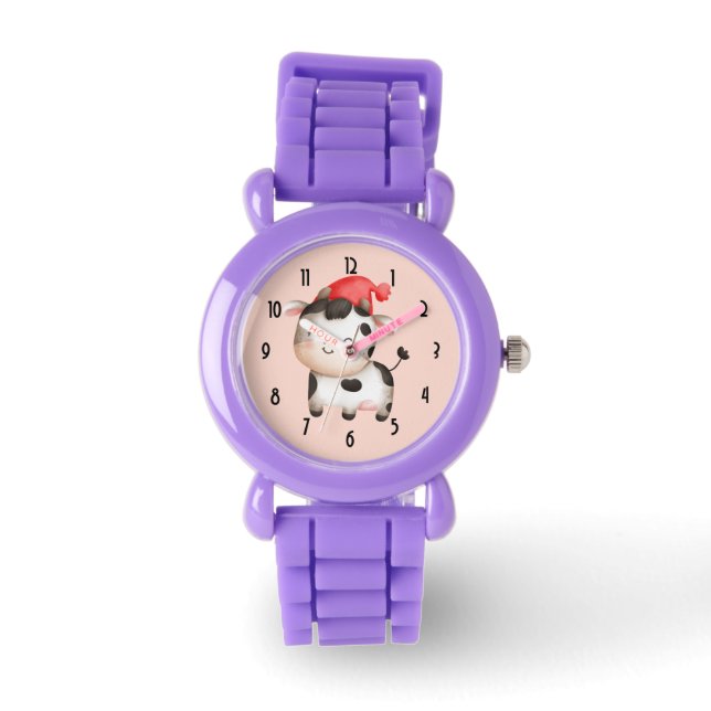 Montre Bonne vache dans un Casquette rouge mignon (Recto)