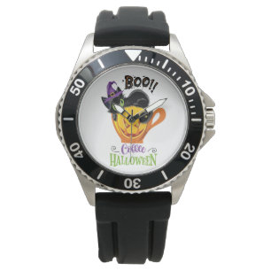 Montre Boo Black Cat, Scary Pumkin Coffee Halloween
