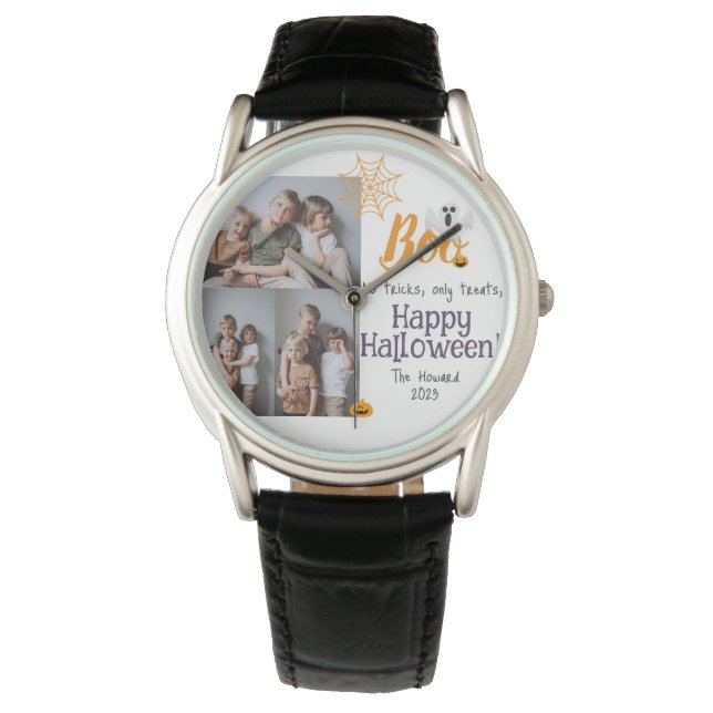 Montre Boo citrouille jack-o-lanterne Halloween Collage p (devant)