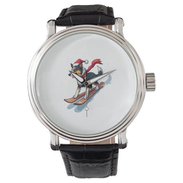 Montre Bordure Collie Snowboardeur chien (devant)