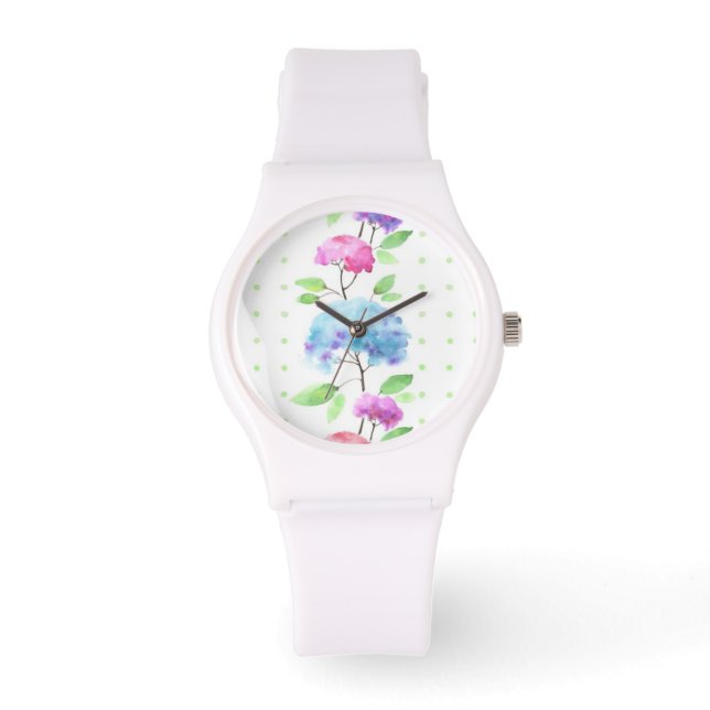 Montre Bordure motif aquarelle verticale transparente (Recto)
