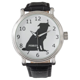 Montre Bordure PERSONNALISÉE Collie Chien Silhouette