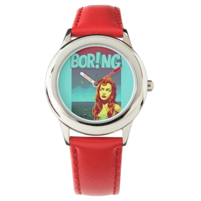 Montre Boring pop art redhead woman  postcard (devant)