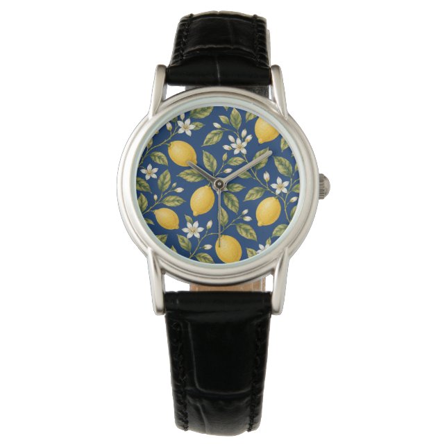 Montre Botanical Lemon Blossom Navy Blue Watch (devant)