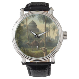 Montre Botanique : dromadaires dans la jungle près d'une 