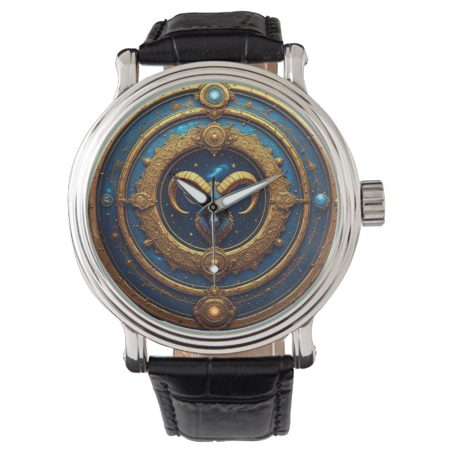 Montre Bouclier du zodiaque Bélier Doré (devant)
