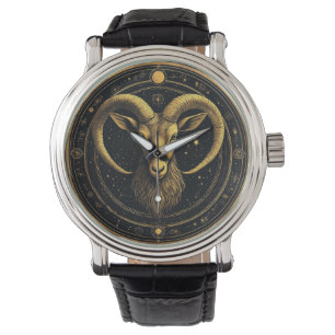 Montre Bouclier du zodiaque Bélier Doré