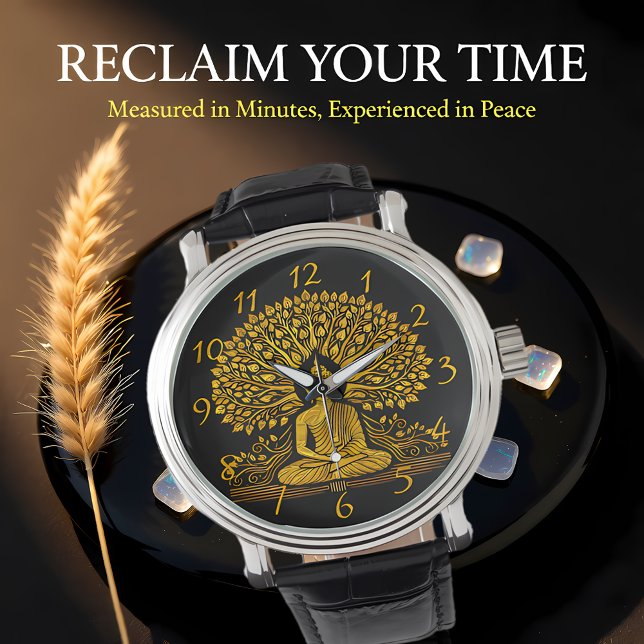 Montre Bouddha d'or complexe entouré de feuillage luxuria (Créateur téléchargé)