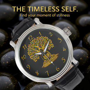 Montre Bouddha d'or sous un arbre dans une méditation pac