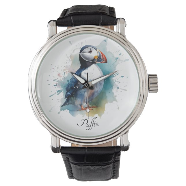 Montre Bouffon mignon en aquarelle bleue, personnalisable (devant)