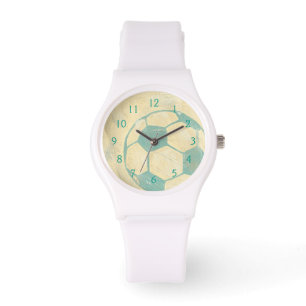 Montre Boule de soccer bleu Pastel par Chariklia Zarris