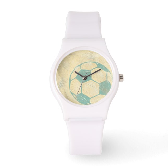 Montre Boule de soccer bleu Pastel par Chariklia Zarris (Recto)