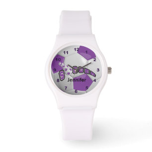 Montre Boule de soccer violette personnalisée