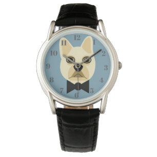 Montre Bouledogue Français avec nœud papillon bleu