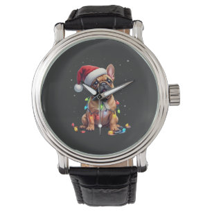 Montre Bouledogue français Éclairage de Noël Père Noël Bo