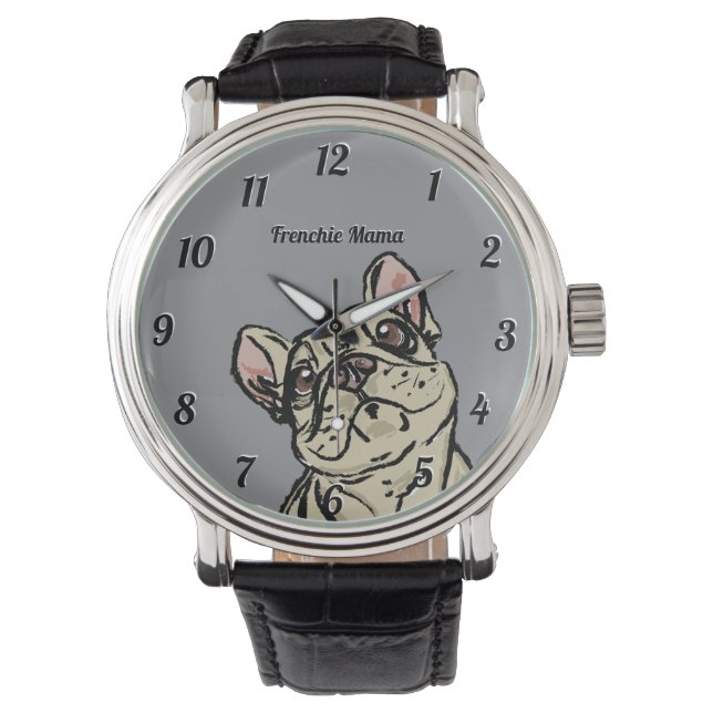 Montre Bouledogue français graffiti (devant)