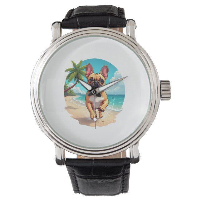 Montre Bouledogue français sur une plage (devant)