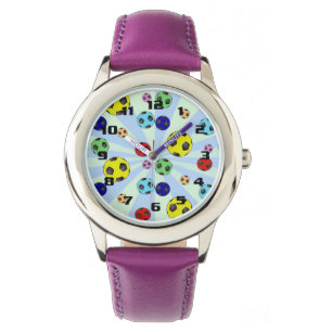 Montre Boules de Football colorées faciles à lire grand n