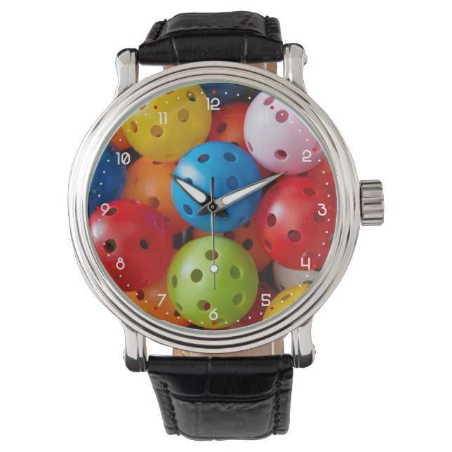Montre Boulettes colorées, chiffres blancs (devant)
