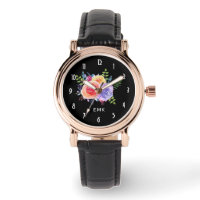 Bouquet de fleurs Rose d'aquarelle sur noir