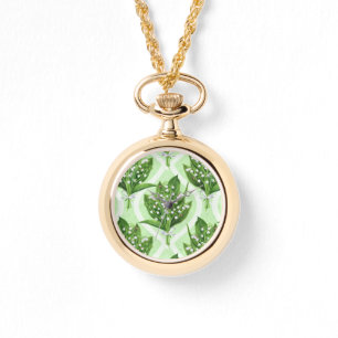 Montre Bouquet de lys de la vallée fleurs sur vert