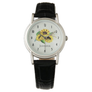 Montre Bouquet de tournesol jaune en aquarelle
