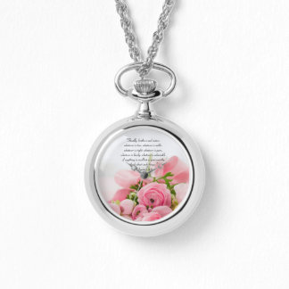 Montre Bouquet rose pastel de fleurs Bible Verse
