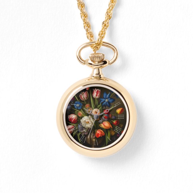 Montre Bouquet vintage botanique floral peinture W (Recto)