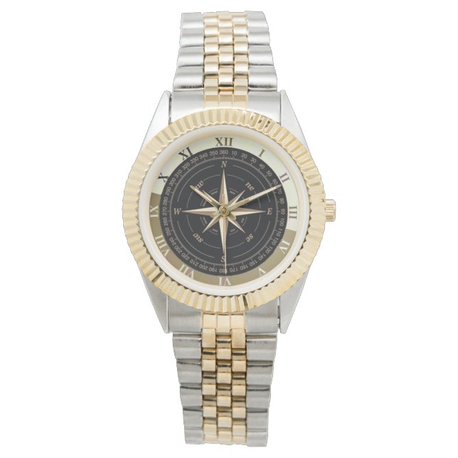 Montre boussole dorée (devant)