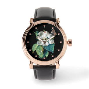 MONTRE BOUTEILLE SUR LA FLEURS BLANCHES, FLORALE NOIRE