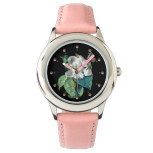 MONTRE BOUTEILLE SUR LA FLEURS BLANCHES, FLORALE NOIRE