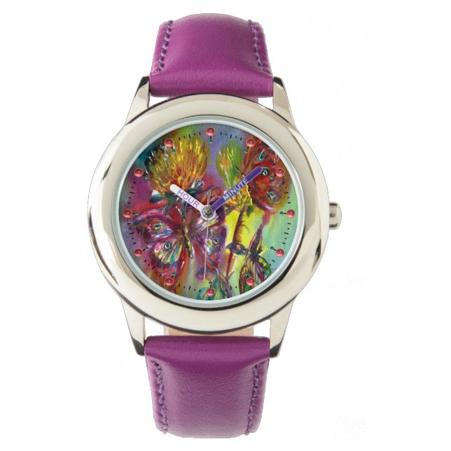 MONTRE BOUTEILLES ROUGES SUR THISTLES JAUNES, CIEL BLEU F (devant)