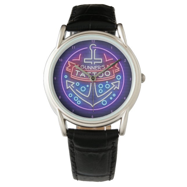Montre Boutique de tatouage personnalisée Style néon naut (devant)