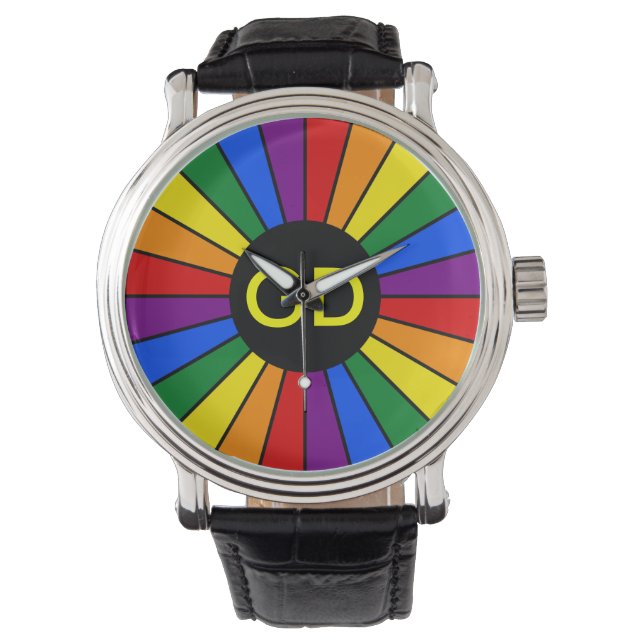 Montre BOUTON À DRAPEAU PLANIFIÉ RAYS + votre signe ou vo (devant)