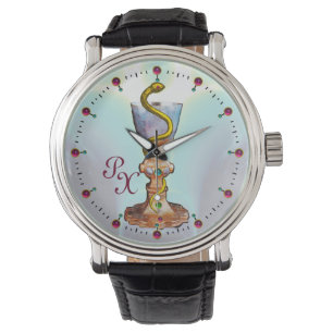 Montre BOWL OF HYGEIA MONOGRAM Medicine, Pharmacie, Bleu