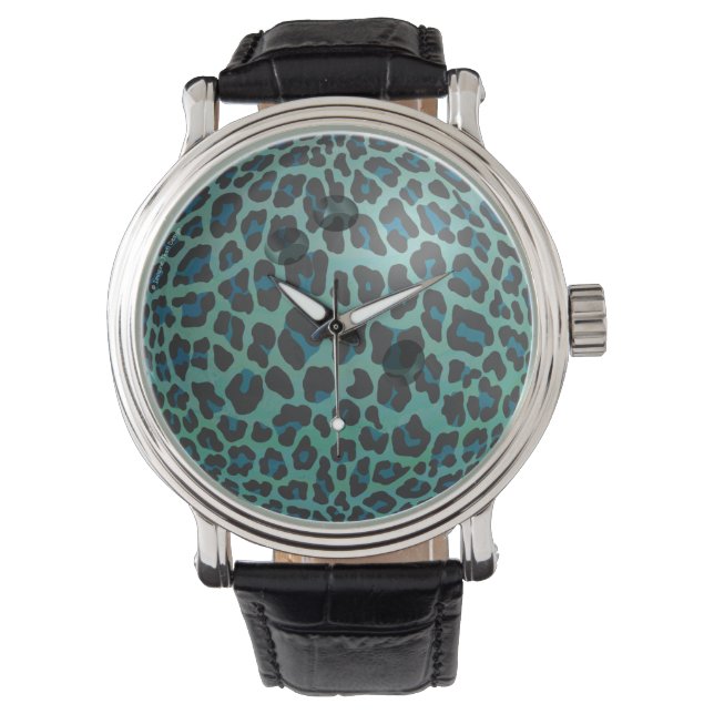 Montre Bowling Ball Leopard Turquoise (devant)