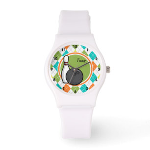 Montre Bowling ; Motif Jacquard coloré