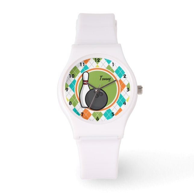 Montre Bowling ; Motif Jacquard coloré (Recto)