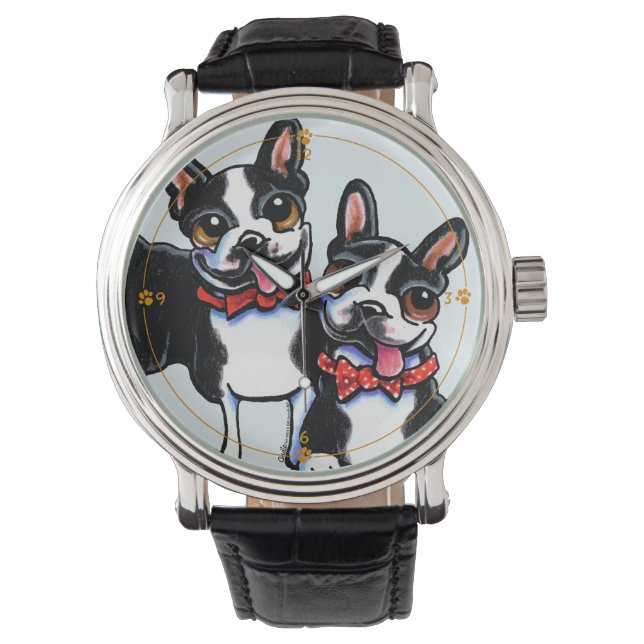 Montre Bowtie Boston Terriers Personnalisé (devant)