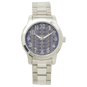 Montre Bowties bleues et dorées