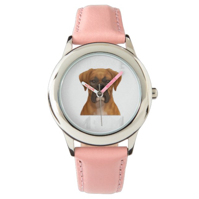 Montre Boxer Chien I Love Maman Famille Marionnette Amour (devant)