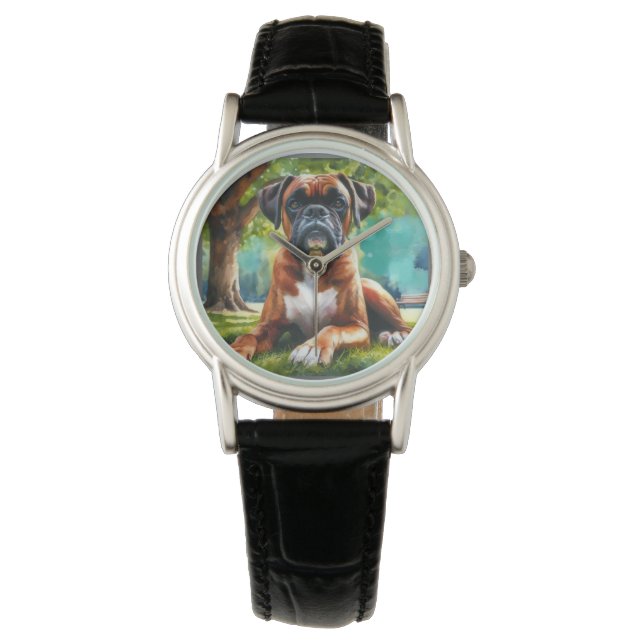 Montre Boxer Chien 🐾 Wiggle Buttes & Tail Wags (devant)