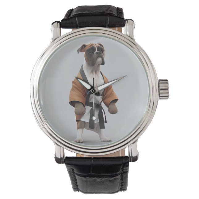 Montre Boxer Dog Jouer Karate, Karate Champion Boxer Dog (devant)