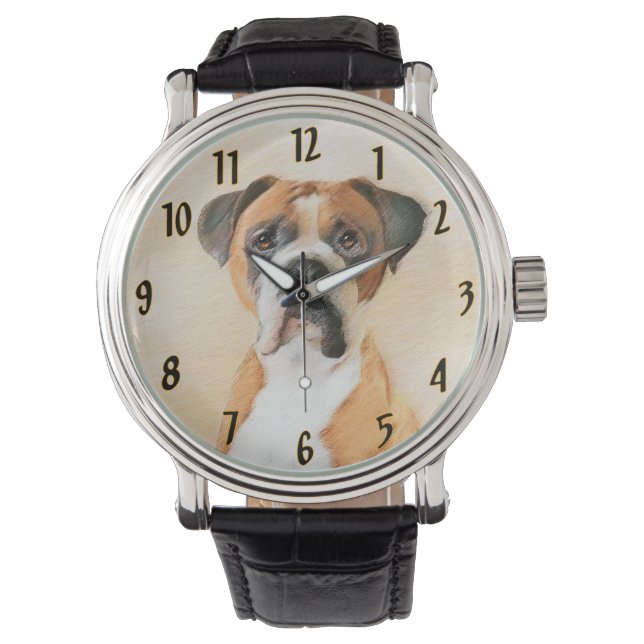 Montre Boxer Dog Peinture Non Décroché Art animal origina (devant)