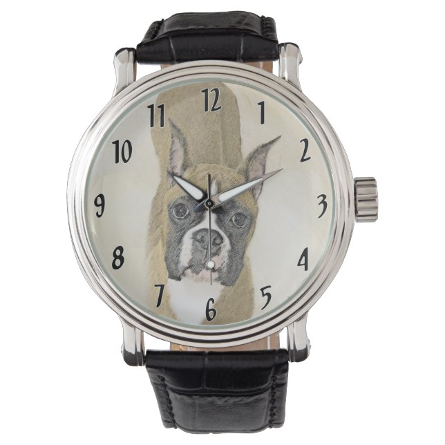Montre Boxer Peinture - Cute Original Chien Art (devant)