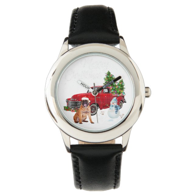Montre Boxer Red Truck Joyeux Noël Snowman Amoureux des c (devant)