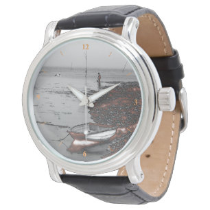 Montre Boy and Seagull fishing by a nuclear power station