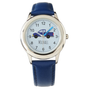 Montre Boys Cube Blue Pickup Truck Car avec Nom Enfants