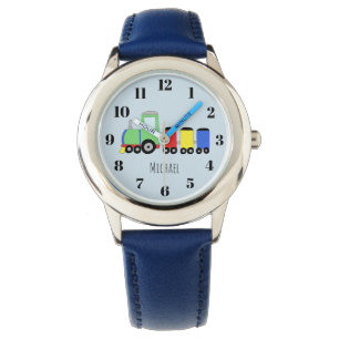 Montre Boys Cute Blue Train avec Name Kids