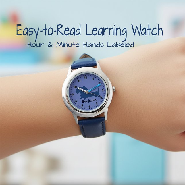 Montre Boys First Watch - Dachshund Thème & Personnalisé (Learn to tell time watch - dachshund boys watch)